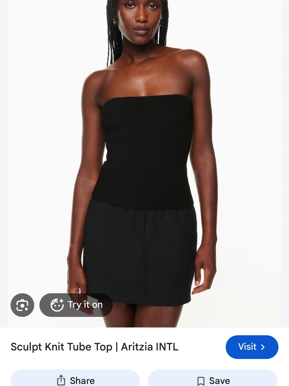 Aritzia Strapless Sculpt Knit Tube Dress — Black